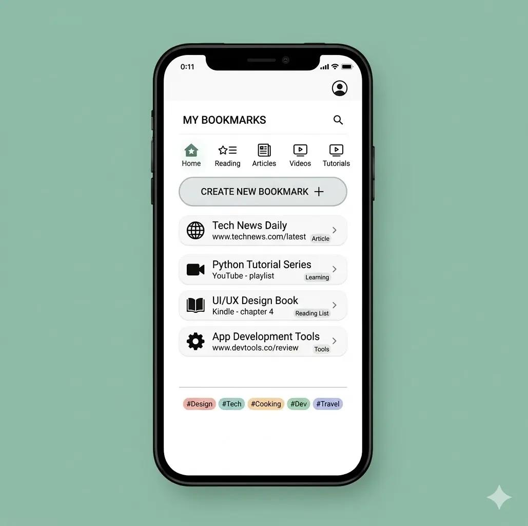 Screenshot of the bookmark manager interface